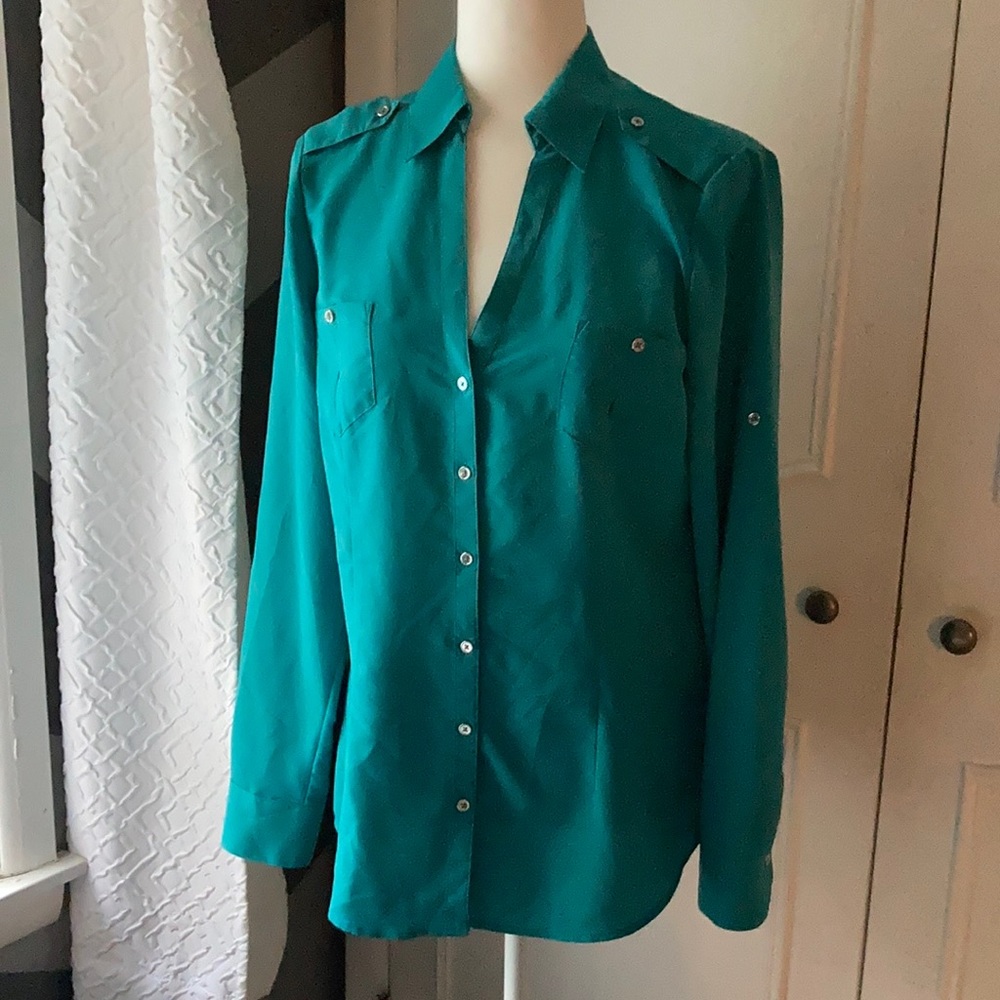 NWOT White House Black Market Teal blouse